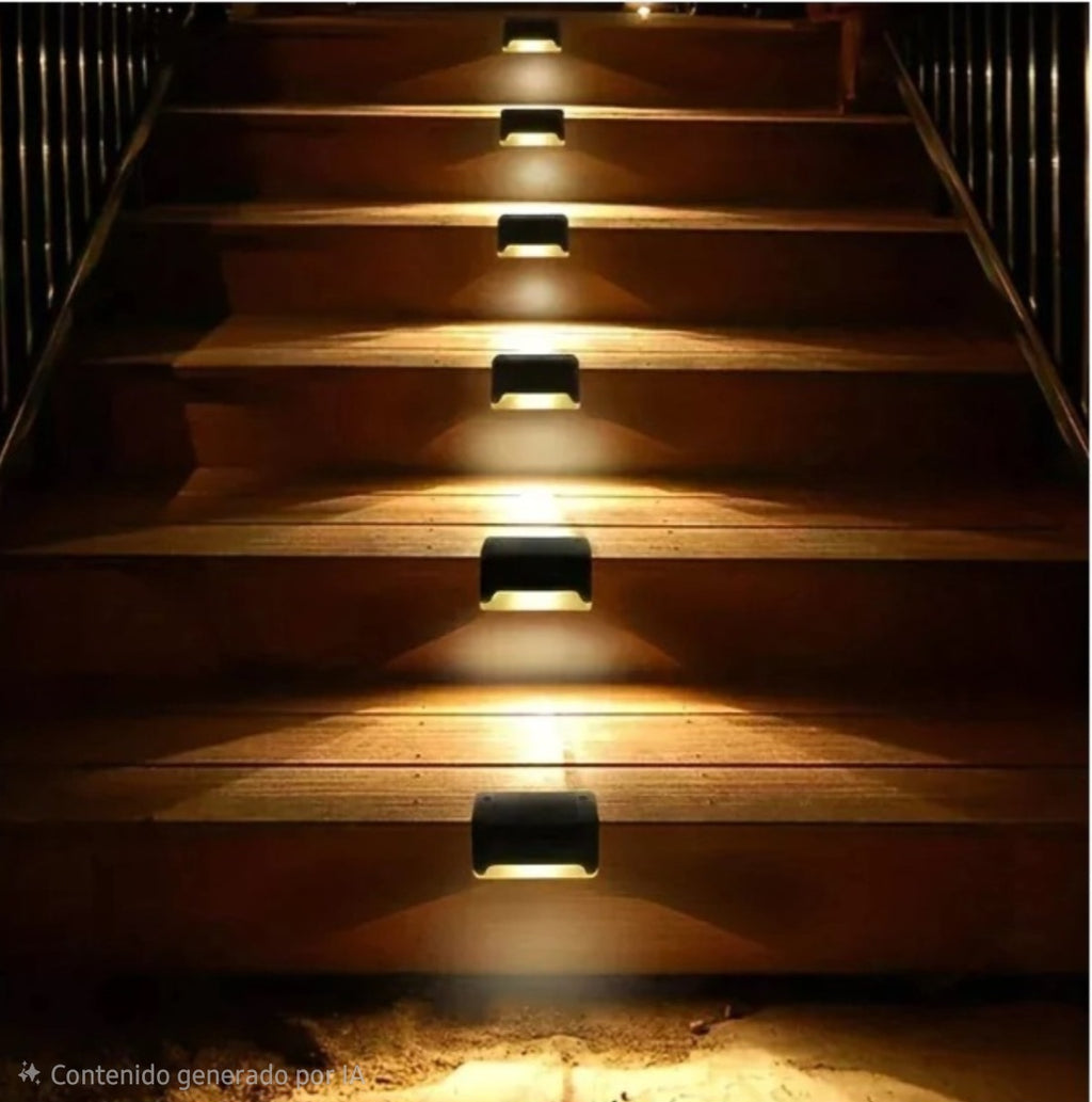 Set X4 Lampara Solar Led Escalera Jardín