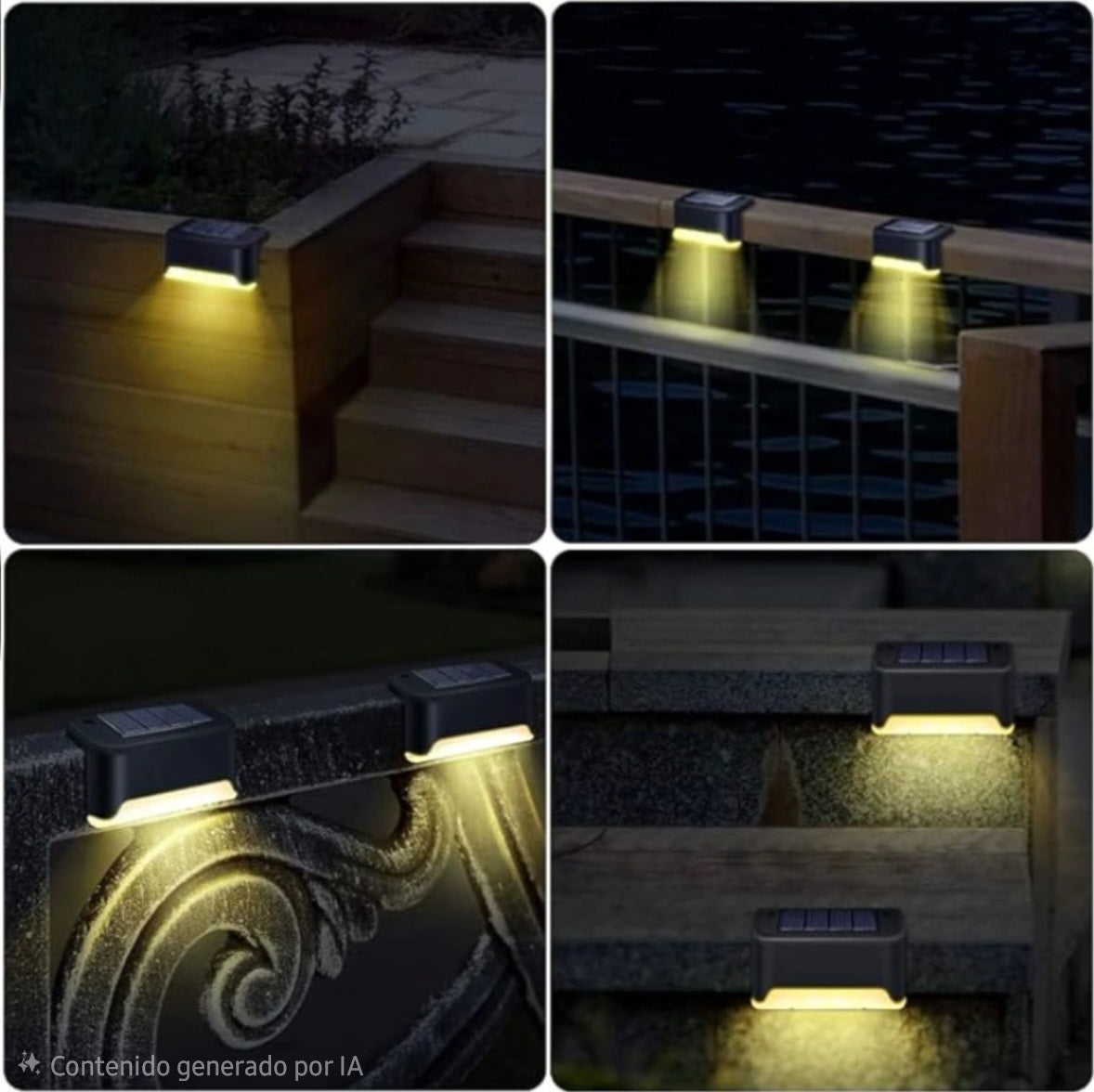 Set X4 Lampara Solar Led Escalera Jardín